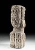 Large Toltec Maya Limestone Atlantean Figure