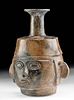 Inca Pottery Spouted Portrait Vessel