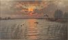 J.L.Van de Meide, Ducks at Sunset, Oil on Canvas