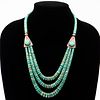 Native American Turquoise & Silver 3-Stand Necklace