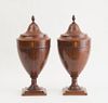 PAIR OF GEORGE III STYLE INLAID MAHOGANY CUTLERY URNS