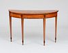 FINE GEORGE III SATINWOOD DEMILUNE CONSOLE TABLE
