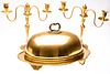Gilded Meat Dome, Platter and a Pair of Candelabra
