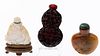 3 Chinese Jade and Amber Snuff Bottles