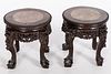 Pair of Chinese Hardwood and Marble Inset Stands