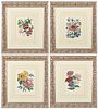 4 Hand-Colored Botanical Prints