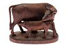 American Wood Figure of a Cow and Calf, Late 19th C
