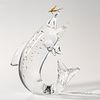 Steuben Sterling Silver, 18kt Gold, and Glass "Trout with Fly" Sculpture