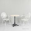 Pair of Francois Carre Sunburst Armchairs and a Marble-top Table
