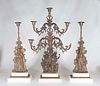 Victorian Gilt Metal and Marble Figural Garniture