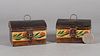 Pair of Miniature Tole Deed Boxes