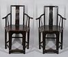 Pair of Chinese Style Black Painted Armchairs