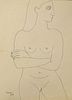 Indian Original Artwork Francis Newton Souza (April 12, 1924 - March 28, 2002), figure of a nude sho