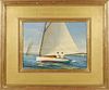 Donald W. Demers Oil on Board "Sailing Lesson"