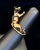 Cartier 18K Yellow Gold Leopard Ring with Emerald Eyes