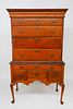 American Country Queen Anne Flat Top Highboy, circa 1770