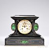French Belgian Black Slate Mantel Clock