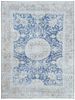 Vintage Blue and Creme Persian Kerman Oriental Carpet