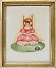 C.E. Sigmund Ink and Watercolor on Velvet Folk Art Painting