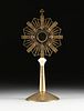 A MODERN CONTINENTAL AMETHYST AND BONE MOUNTED SILVER-GILT MONSTRANCE, 20TH CENTURY, 