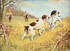 FRANK HOFFMAN (American 1888-1958) A PAINTING, "Fall Outing - Dogs on Point," 