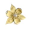 A TIFFANY & CO. 18K YELLOW GOLD AND DIAMOND FLORAL BROOCH, 