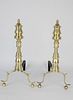 Pair of Period Brass Petite Andirons, early 19th century