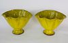 Pair of Yellow Glazed Ceramic Pottery Vases