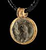 Achaemenid Persian Gold & Leaded Brass Pendant w/ Bird