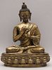 Large Qing Dynasty Chinese Gilt Bronze Buddha