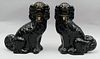 Large Pair of Staffordshire Black Spaniel Dogs