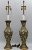 Pair of Champleve Vase Form Lamps