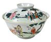 Chinese Lidded Porcelain Bowl, European Figures