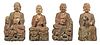 Four Chinese Carved Wooden Buddhas