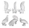 Six Lalique France Bird Figures