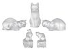 Five Lalique Glass Cats