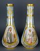 Pair of Exquisite Large Royal Vienna Hanpainted Vases,
