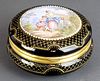 French Porcelain & Enamel Round Jewelry Box