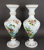 Pair of Large 19th C. Baccarat Opaline Vases