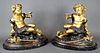 Pair of French Gilt & Patinated Bronze Figures of