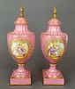 Pair of French Sevres Handpainted Vases