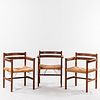 Three Borge Mogensen (Danish, 1914-1972) Armchairs with Woven Seats