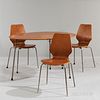 Arne Jacobsen (Danish, 1902-1971) for Fritz Hansen Egg Table and Three Ant Chairs