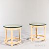 Pair of Round Glass-top End Tables