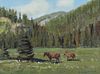 Stephen C. Elliott (b. 1943), Honey's a HussyTwo Horses in a Meadow