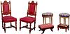 Chair and Stool with Needlepoint Upholstery Assortment