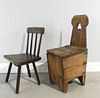 Small Pub Chair & Welsh Salt Box Chair, Late 18th Century