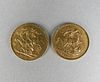 Two Victorian 22kt Gold Coins, Dated 1890