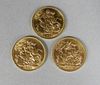Three King Edward VII 22kt Gold Coins, Dated 1902