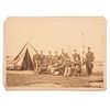 [CIVIL WAR]. Cabinet card of group of Union officers at camp. N.p.: n.p., [ca 1860s].